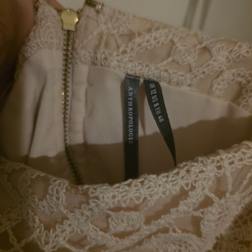 Anthropologie Cream Lace Spaghetti Strap Mini Dress Size 8 NWT - Picture 2 of 5